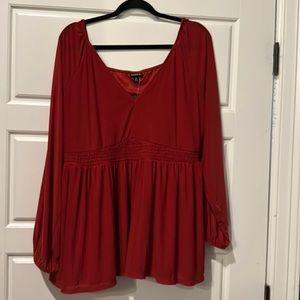 Torrid dark red mesh peasant babydoll top- size 2